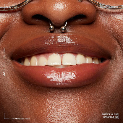 NYX PROFESSIONAL MAKEUP Butter Gloss Brown Sugar, Non-Sticky Lip Gloss - Caramelt (Medium Brown) (Pack of 2)