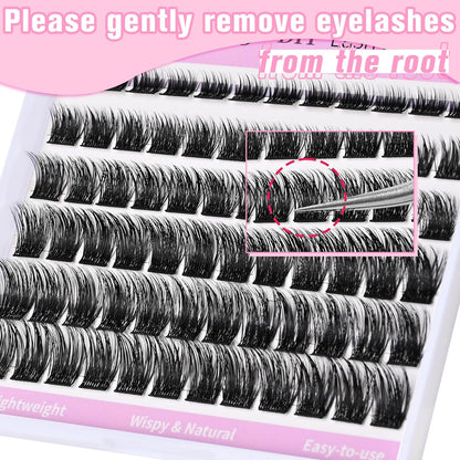 Natural Lash Clusters Eyelash Extensions Wispy Eyelash Clusters Lash Extension 72pcs 8-16MM D Curl Volume Individual Lashes Clusters Natural DIY Eyelash Extension