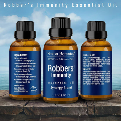 Robbers' Immunity Essential Oil Blend 30 ml - Immune Boost Aromatherapy for Diffusers - Natural Shield Against Impurities - Nexon Botanics