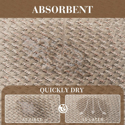 RESARE Non Slip Bath Mat - Machine Washable Bathroom Rugs, Super Absorbent Bath Mat Quick Dry Bathroom Mat, Bath Rugs Ultra Soft Rugs for Bathroom Floor, 17"x30" Beige