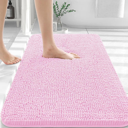 OLANLY Bathroom Rugs 30x20, Extra Soft Absorbent Chenille Bath Rugs, Rubber Backing Quick Dry, Machine Washable Bath Mats for Bathroom Floor, Tub and Shower, Home Decor Accessories, Pink