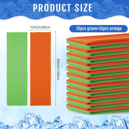Hosuly 30 Pack Cooling Towels, 40"x12" Ice Breathable Soft Chilly Sweat Rag Microfiber Workout Rags for Gym Cooling Towels for Neck and Face for Yoga Golf Sport Running
