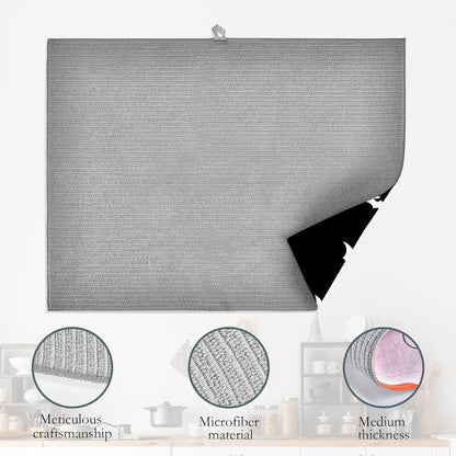 Halloween Black White Dish Drying Mats 18x24 Inch,Halloween Bats Dish Pad Drying Rack Mat for Kitchen Counter Ultra Absorbent Microfiber Dishware Coffee Maker Bar Countertop Decor