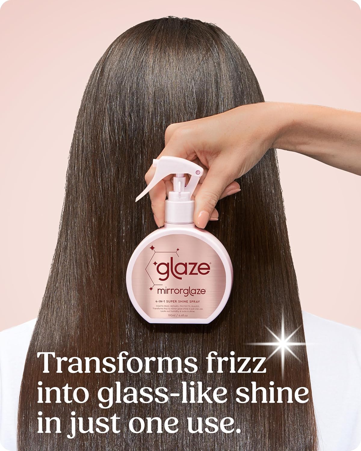 glaze MirrorGlaze Super Sleek Hair Shine Spray – Transforms Frizz to Glass-Like Shine, Protects from Heat, Blocks Humidity + Repairs Bonds – 6.4 oz