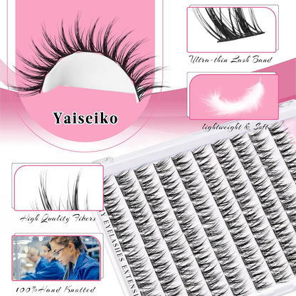 Wispy Lash DIY Natural C Curl Individual Eyelash Extensions 10-12mm Short Manga Clusters 120pcs