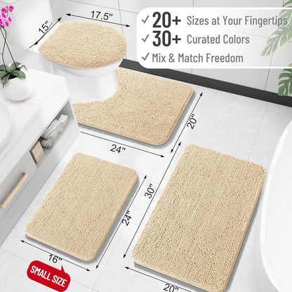 OLANLY Bathroom Rugs 30x20, Extra Soft Absorbent Chenille Bath Rugs, Rubber Backing Quick Dry, Machine Washable Bath Mats for Bathroom Floor, Tub and Shower, Home Decor Accessories, Beige