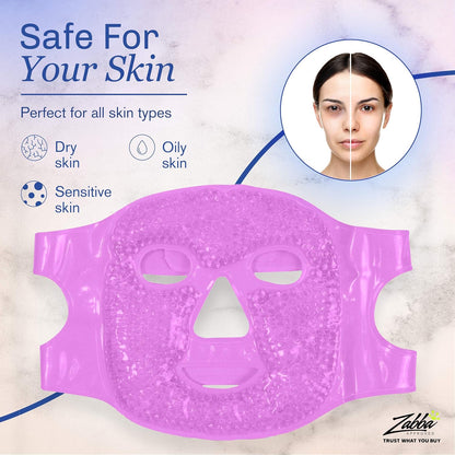 Facial Mask Get Rid of Puffy Eyes Migraine Relief, Sleeping, Travel Therapeutic Hot Cold Compress Pack Gel Beads, Spa Therapy Wrap for Sinus Face Puffiness Headaches Gel Mask