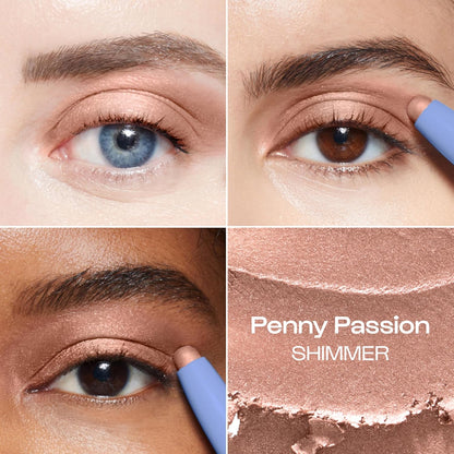 ALLEYOOP 11th Hour Waterproof Cream Eyeshadow Stick – Long-Lasting Eye Shadow Pencil & Eyeliner, Cream to Powder Stick & Highlighter – Smudge-Proof Eyeshadow Shimmer, Penny Passion Shimmer