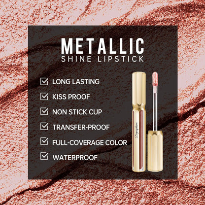 Nude Lipsticks for Women Metallic Lipstick Long Lasting Non Stick Cup Lip Gloss, Shimmer Lightweight Hydrating Full Coverage Lip Color, DP117 Coconut