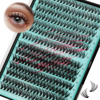 Lash Clusters Wispy 280PCS Eyelash Extension 30D 40D Cluster Lashes Individual Lashes DIY Lash Extension Natural Look Cluster Eyelash Extensions Soft False Eyelashes at Home for Beginners(12mm)