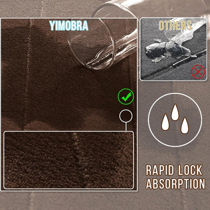 Yimobra Bathroom Runner 60"x24", Non Slip Memory Foam Bath Mat, Super Soft Water Absorbent Hallway Carpet, Machine Washable Rug for Vanity Tub Shower, Brown