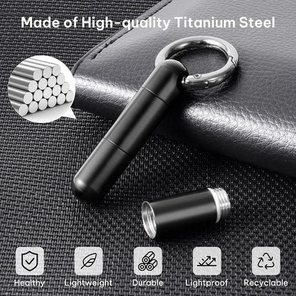 Titanium Keychain Pill Holder,Mini Pill Case Keychain,Waterproof Pocket Pill Case,Small Pill Container for Travel Purse(2 Compartment)