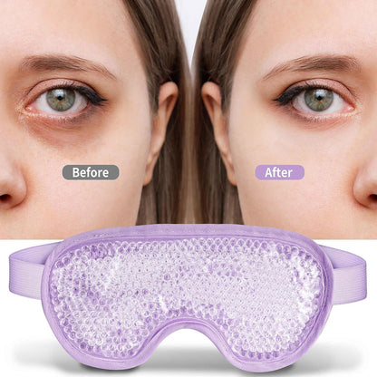 Cooling Eye Mask with Gel Bead, Reusable Cold Compress Ice Pack Sleeping Eye Cooling Pads for After Eyelid Surgery, Puffiness, Puffy Eyes, Headache, Migraine Relief （Purple）