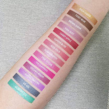 Aromi Dark Red Metallic Liquid Lipstick | Ruby Maroon Lip Color with Shimmery Finish, Vegan, Cruelty-free, Holiday Makeup, Long-Lasting (Candy Apple)