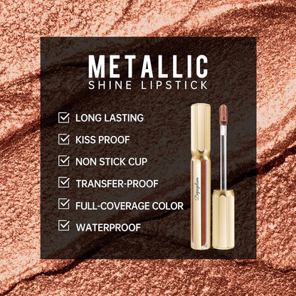 Brown Lipsticks for Women Metallic Lipstick Long Lasting Non Stick Cup Lip Gloss, Shimmer Lightweight Hydrating Full Coverage Lip Color, DP113 Pleasure
