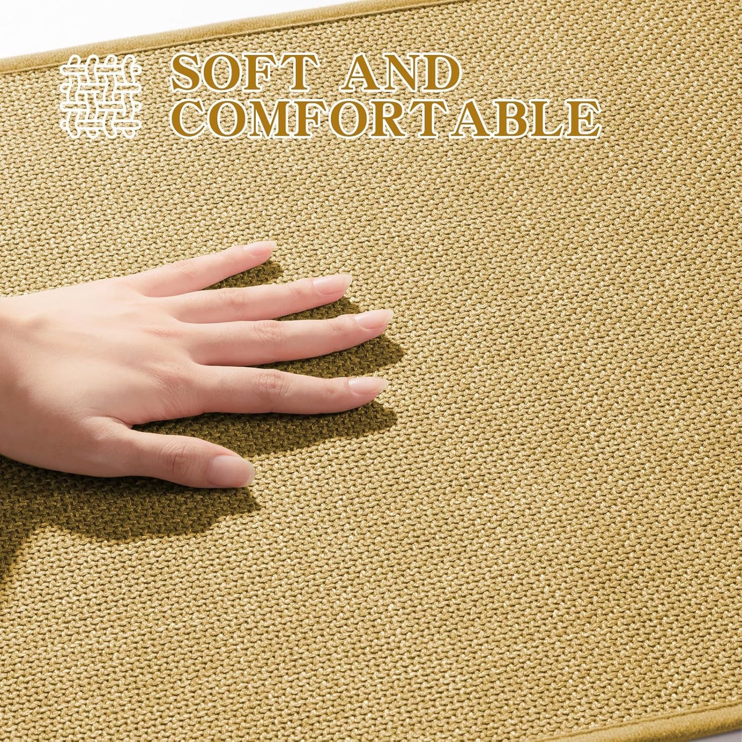 chakme Bathroom Rugs Mat U-Shaped 24x17, Ultra ThinNon Slip Bath Mat Small Quick Dry Absorbent Bath Matfor Bathroom Floor, (Yellow, U-24"x17")