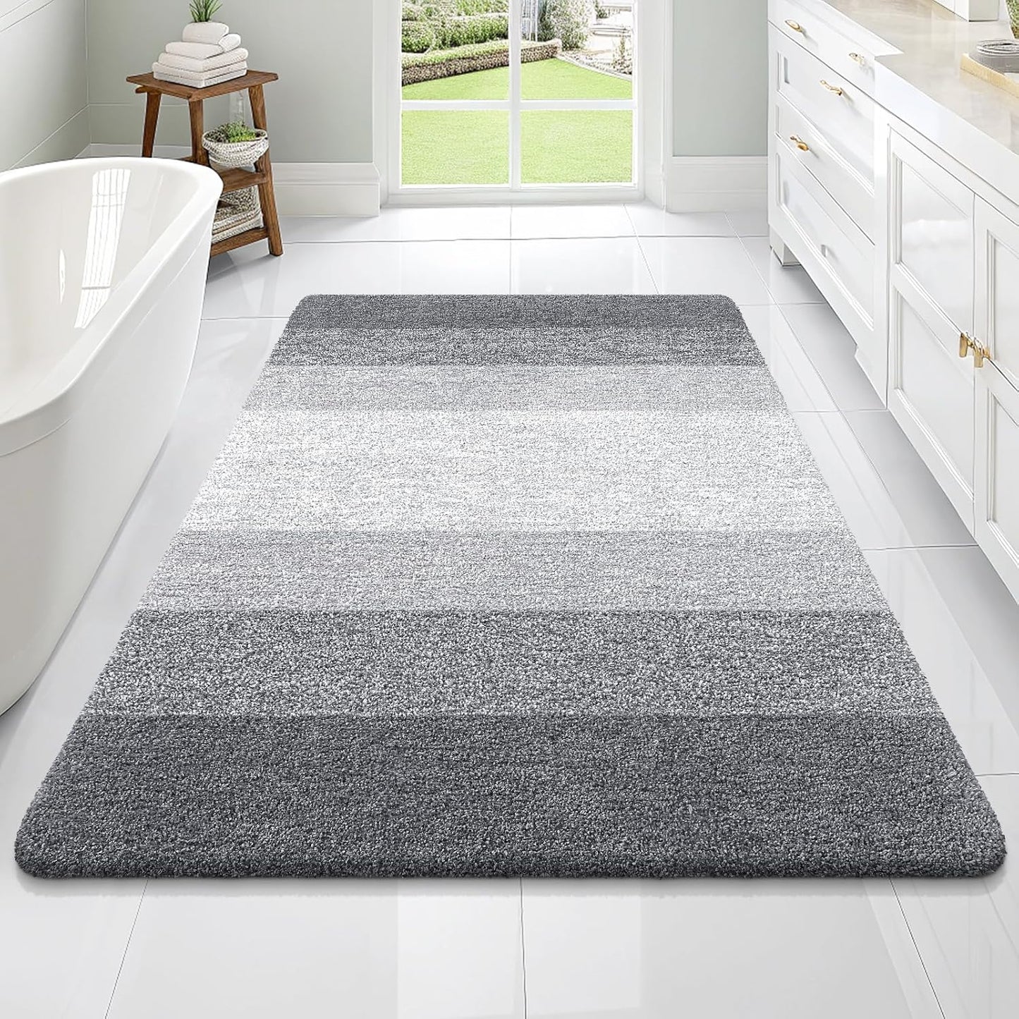 OLANLY Bathroom Rugs Mat 70x46, Extra Soft Absorbent Microfiber Bath Rugs, Rubber Backing, Quick Dry, Machine Washable Bath Mats for Bathroom Floor, Tub and Shower, Home Decor Accessories, Grey
