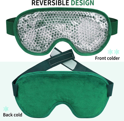 Cooling Eye Mask with Gel Bead, Reusable Cold Compress Ice Pack Sleeping Eye Cooling Pads for After Eyelid Surgery, Puffiness, Puffy Eyes, Headache, Migraine Relief(Dark Green)