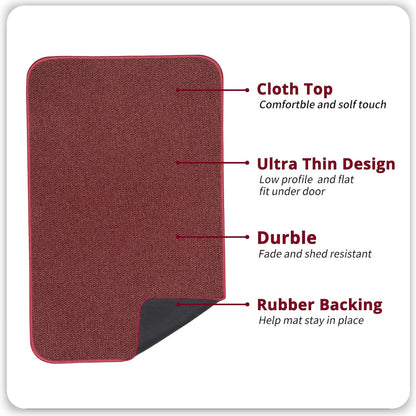 Bath Mat,Ultra Thin Bathroom Rugs,Rubber Bath Mats for Bathroom,No Slip Bath Rugs,Quick Dry,Machine Washable,Low Pile,Absorbent,Shower Outside,Sink,Home Decor Accessories.Red,1'8"x2'8"(20x32inch)