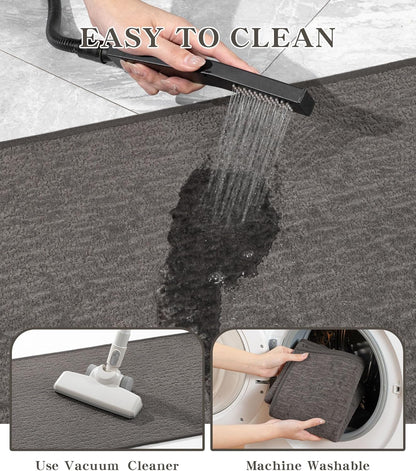 chakme Bathroom Rug Sets 3 Piece, Ultra Thin Bath Mat Quick Dry Bath Mat Set, Absorbent Bath Mat for Bathroom Non Slip Machine Washable, (Dark Grey, 3 Piece)