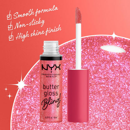 NYX PROFESSIONAL MAKEUP Butter Gloss Bling Lip Gloss, Non Sticky and Shiny Vegan Lip Makeup - She Got Money