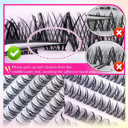 Self Adhesive Eyelashes Manga Self Adhesive Lash Clusters Natural Pre Glued Eyelashes Clusters Wispy Press on Lashes No Glue Needed C Curl Cluster Eyelash Extensions Reusable 10-16mm