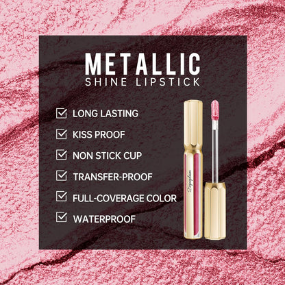 light Pink Lipsticks for Women Metallic Lipstick Long Lasting Non Stick Cup Lip Gloss, Shimmer Lightweight Hydrating Full Coverage Lip Color, DP114 Daytime