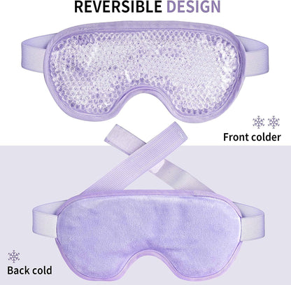 Cooling Eye Mask with Gel Bead, Reusable Cold Compress Ice Pack Sleeping Eye Cooling Pads for After Eyelid Surgery, Puffiness, Puffy Eyes, Headache, Migraine Relief （Purple）