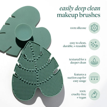 EcoTools Makeup Brush Cleansing Pad, Brush Cleaner Mat For Deep Cleaning Tools, Use With Makeup Brush Shampoo, 100% Silicone, Easy To Clean, Features Suction Cup For Easy Usage, Cruelty-Free, 1 Count