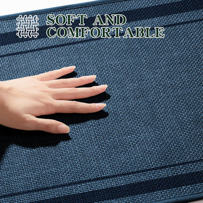 chakme Bathroom Rugs Mat 36x24, Ultra Thin Non Slip Bath Mat Large Quick Dry Absorbent Bath Mat for Bathroom Floor, (Dark Blue, 36"x24")