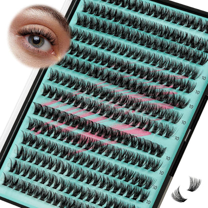Lash Clusters Wispy 280PCS Eyelash Extension 50D Cluster Lashes Individual Lashes DIY Lash Extension Natural Look Cluster Eyelash Extensions Soft False Eyelashes at Home for Beginners(10mm)