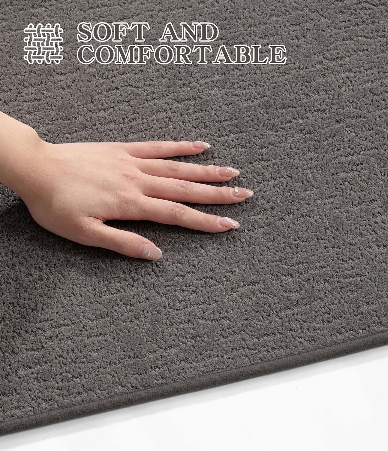 chakme Bathroom Rugs Mat 59x17, Ultra Thin Non Slip Bath Mat Quick Dry Absorbent Bath Mat for Bathroom Floor, (Dark Grey, 59"x17")