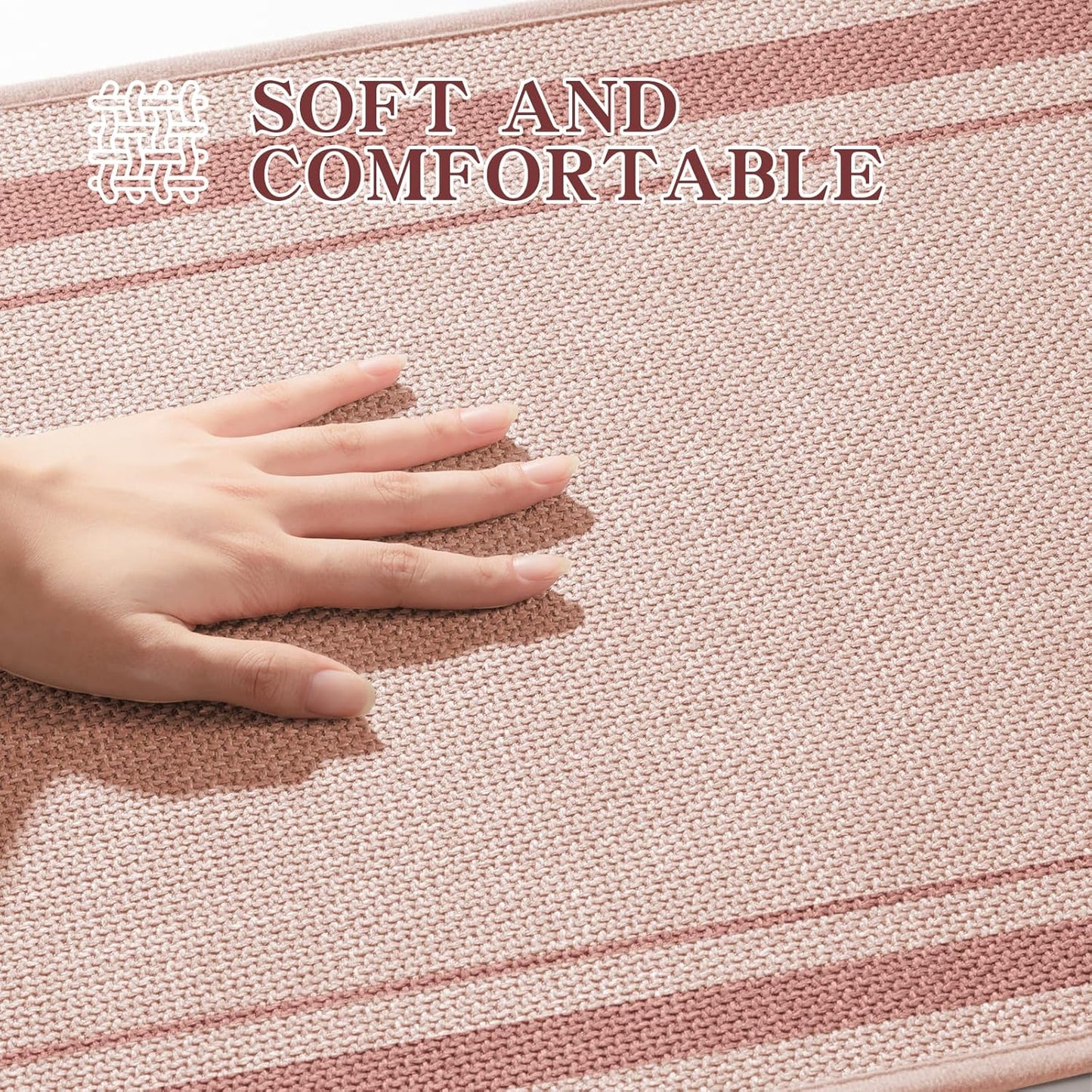 chakme Bathroom Rugs Mat 32x17, Ultra Thin Non Slip Bath Mat Quick Dry Absorbent Bath Mat for Bathroom Floor, (Light Pink, 32"x17")