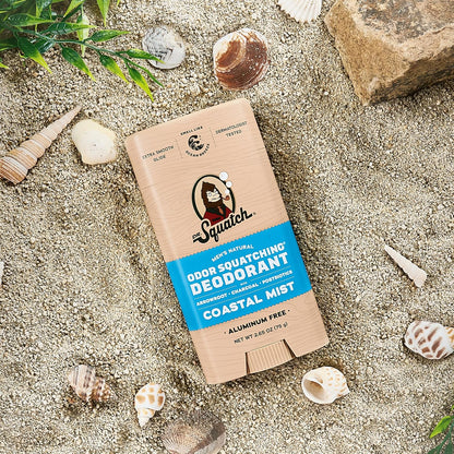 Dr. Squatch Natural Deodorant for Men - Odor-Squatching Aluminum Free - Coastal Mist (2.65 oz, 3-Pack)